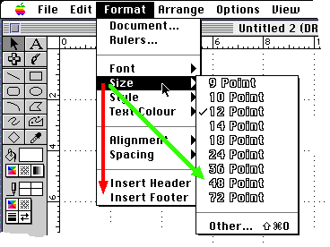 ClarisWorks' Format Menu
