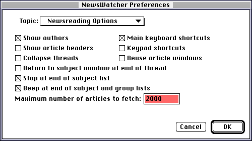 Version 1 of the NewsWatcher Prefs